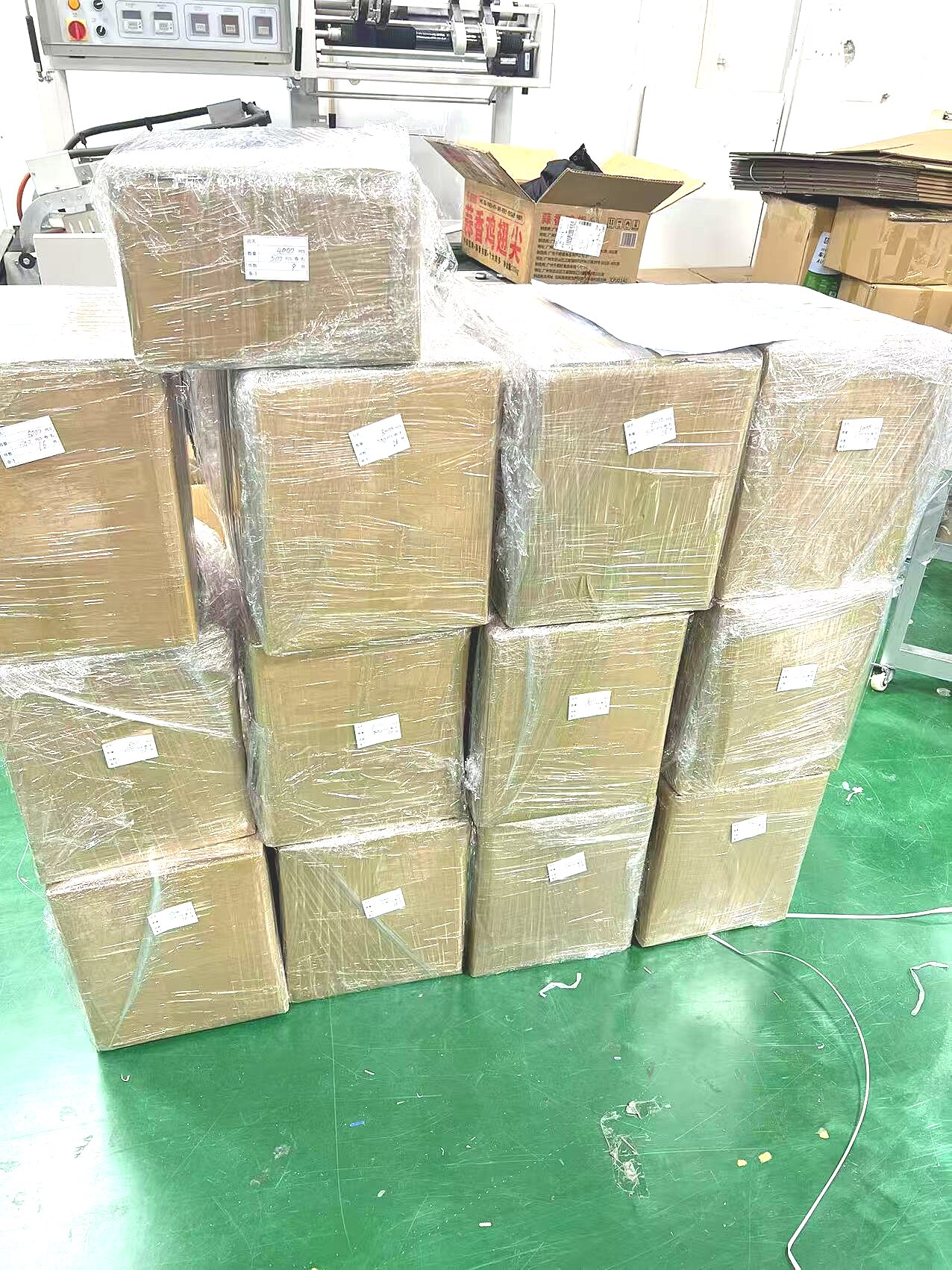 Packed export boxes at factory