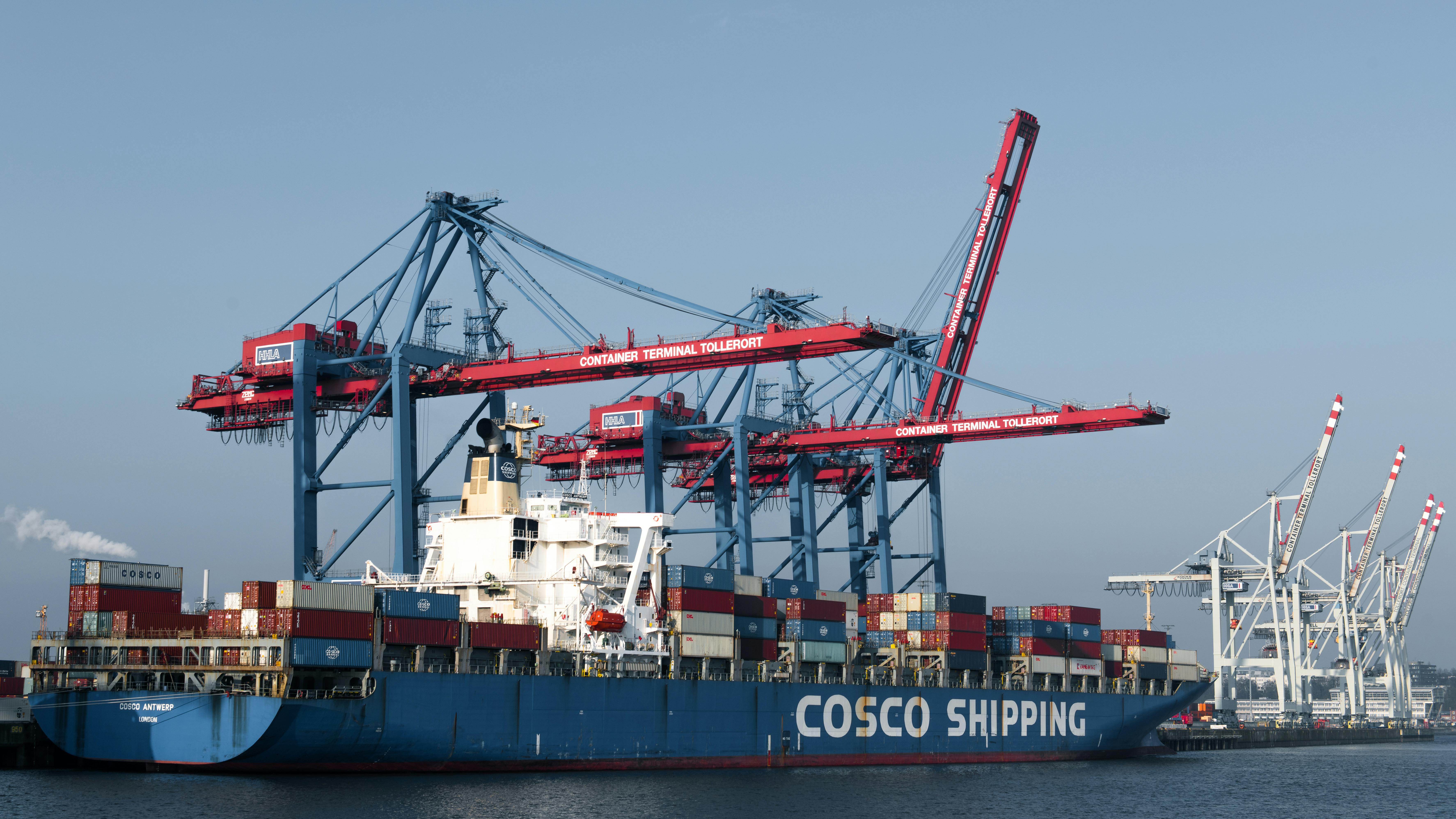 COSCO container ship at port